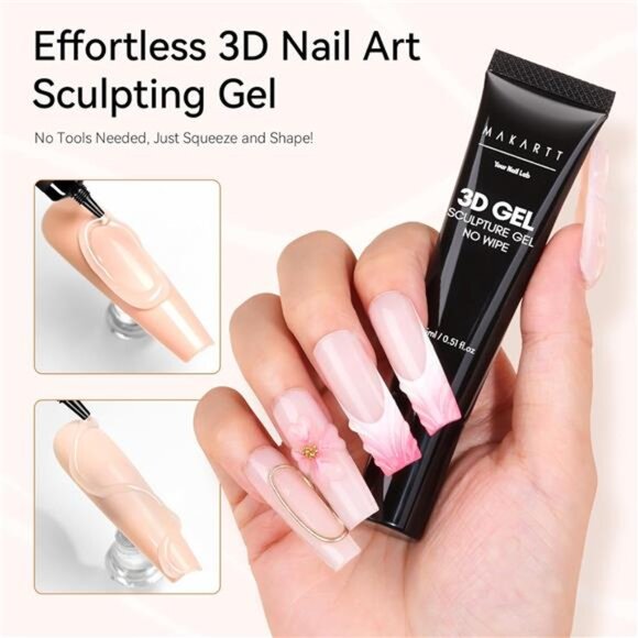 3D Nail Gel Nail Art - Sculpting Gel Nail Glue 15g No Wipe Clear Gel - Picture 4 of 7